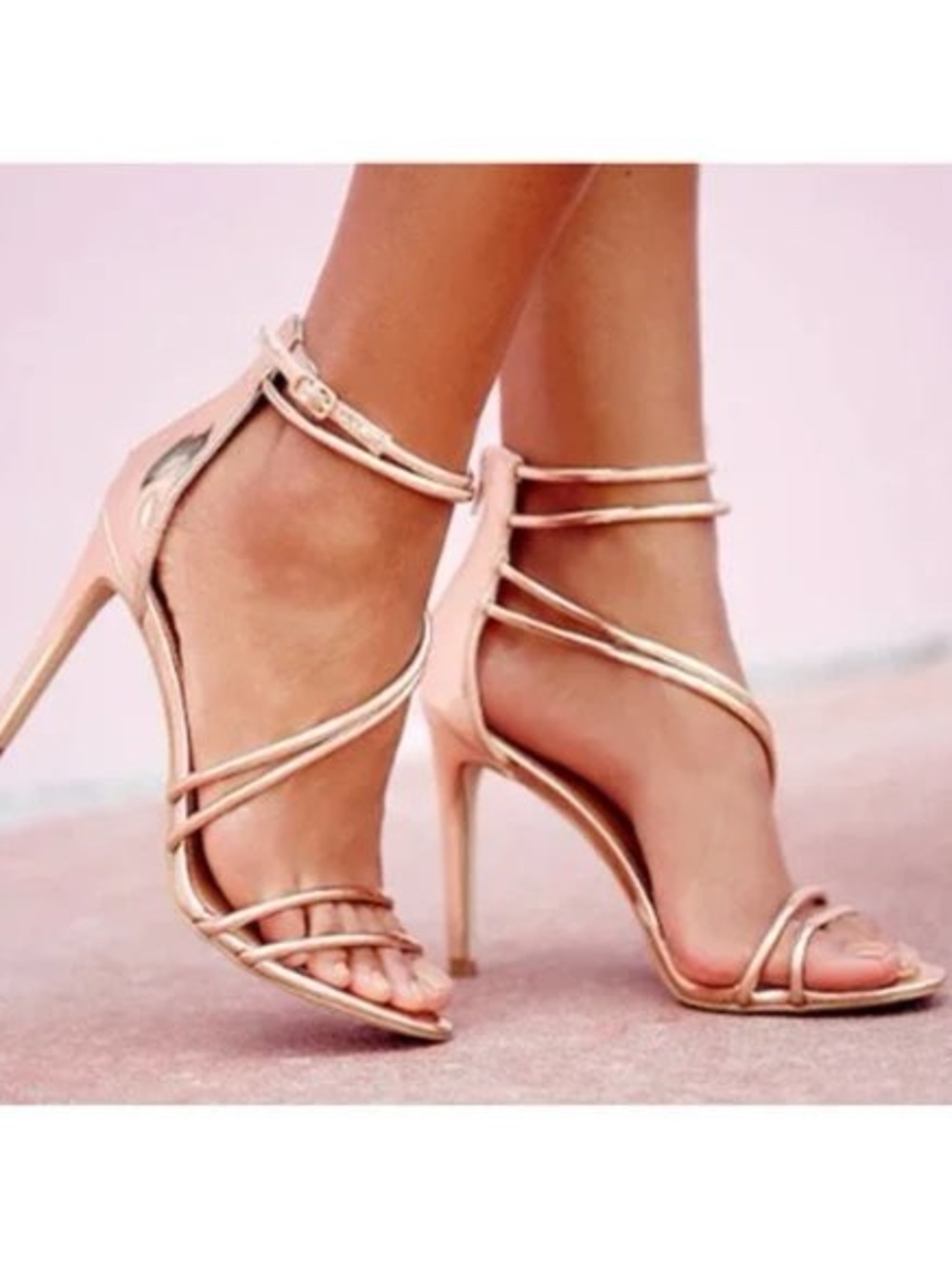 Steve Madden Fico Rose Gold Strappy Heel Sandals Size 7.5